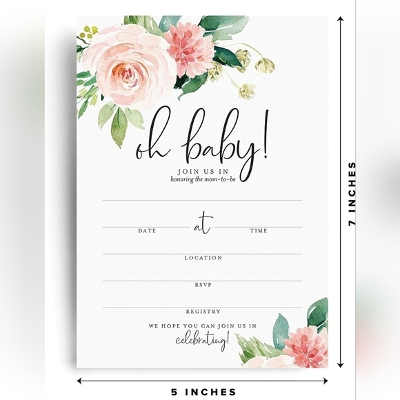 Oh Baby! Floral Boho Baby Shower Invitations - Picture 3 of 4